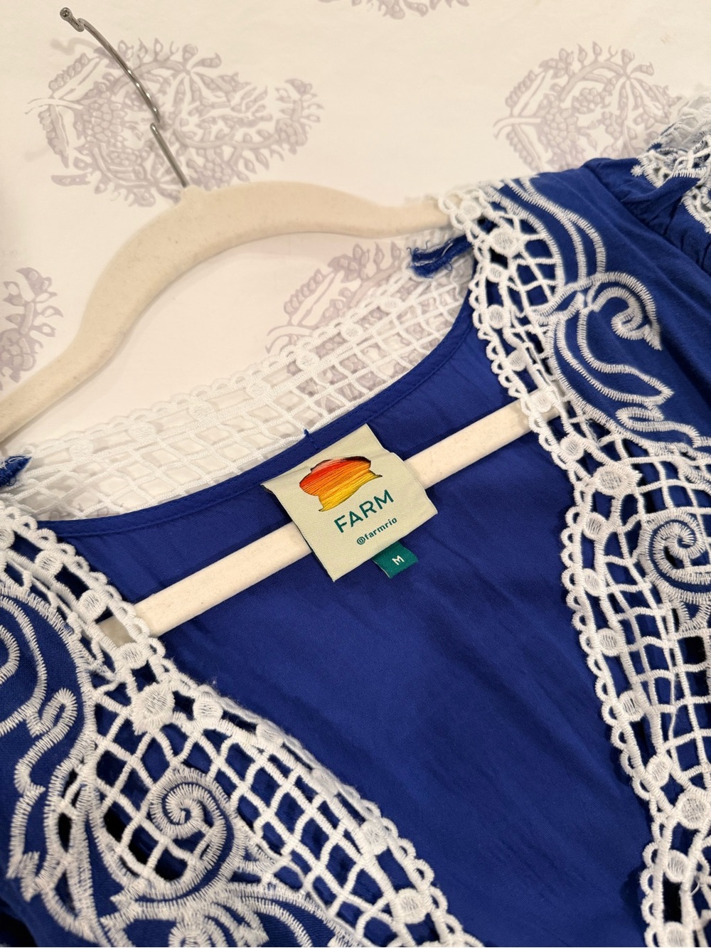 FARM Rio Blue Maxi Dress with White Embroidery - Picture 6 of 7